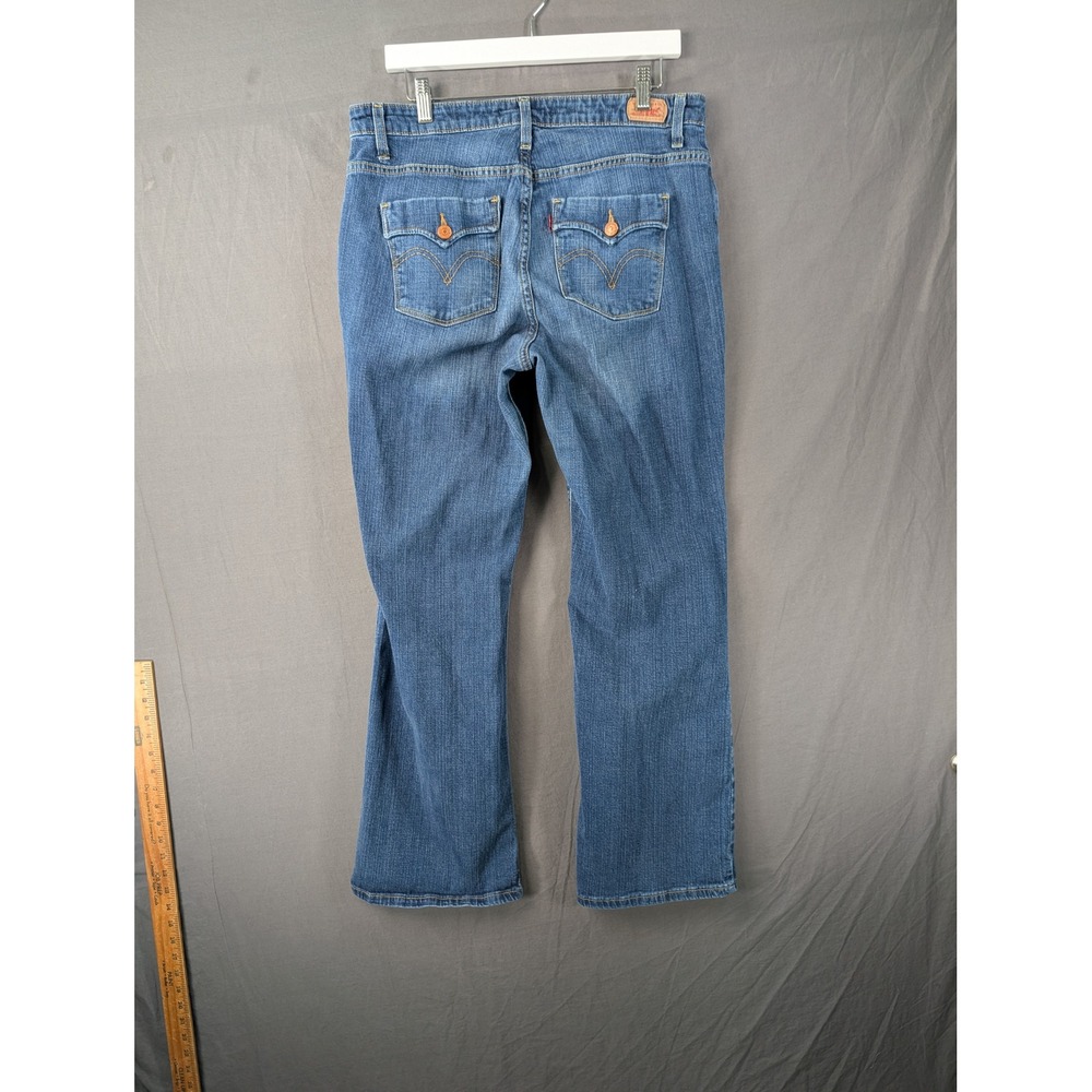 Levis 580 Boot Cut Jeans Womens 16 M Blue Denim Flap Pocket Stretch